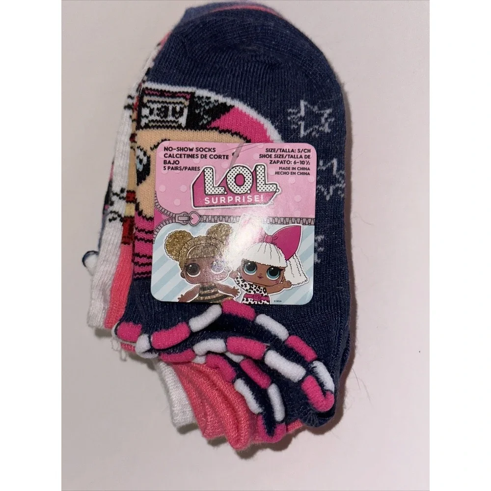 LOL Surprise Girl's Small Shoe Size 6-10 1/2 No Show Socks 5 Pair NEW NWT